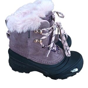 The North Face Lavender Suede Waterproof Faux-Fur Snow Rain Boots